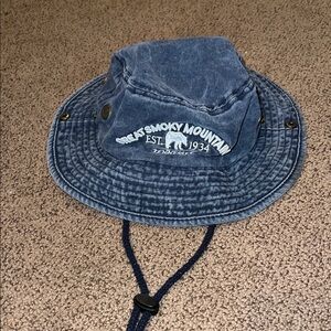 Great Rocky Mountain bucket hat chin strap blue